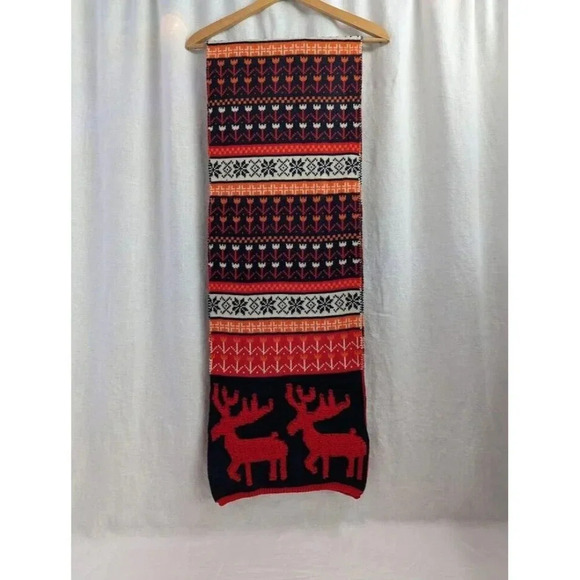Unbranded Accessories - Nordic Moose knit scarf, red blue orange, winter warm, unisex, O15